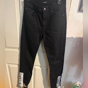 GRLFRND Denim Women's 26 Belluci Logo Spell Out Stirrup Jeans Black